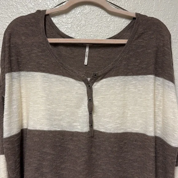 FREE PEOPLE FP Beach Brown and Cream Striped Women's Top Size Small - Picture 7 of 14